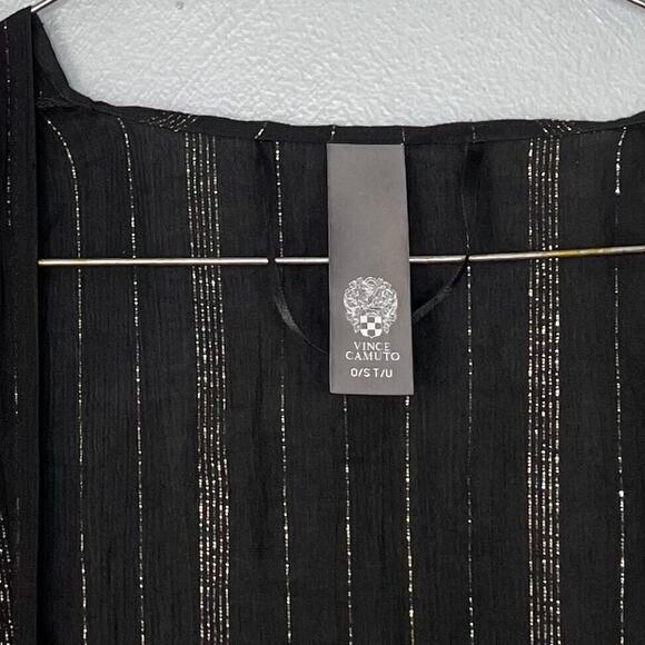 Vince Camuto Kimono One Size Gauze Tasseled Black Gold Metallic Whimsigoth Dark - Picture 5 of 6